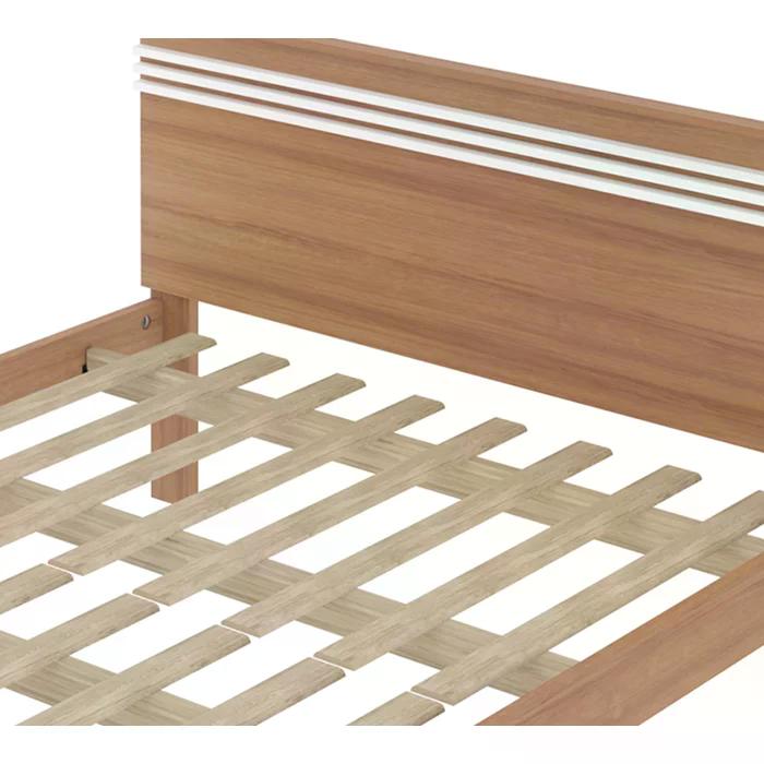 Cama Casal CM8009 E 02 Mesas De Cabeceira AZ1016 QT10 Amendoa Branco Tecno Mobili