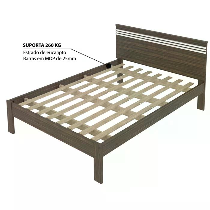 Cama Casal CM8009 E 02 Mesas De Cabeceira AZ1016 QT10 Nogal Branco Tecno Mobili