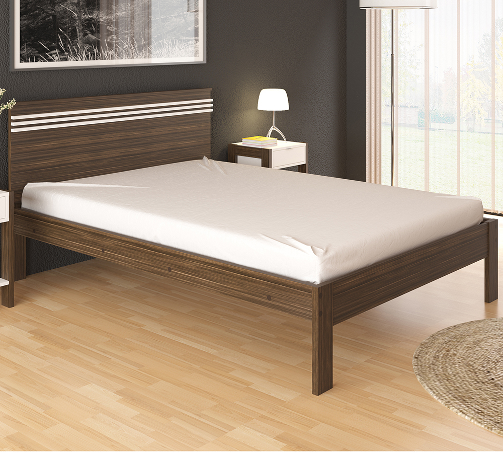 Cama Casal CM8009 Nogal Branco Tecno Mobili
