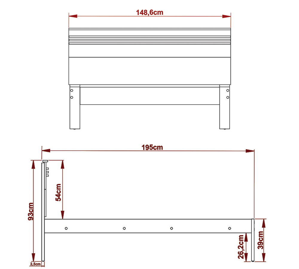 Cama Casal CM8009 Nogal Branco Tecno Mobili