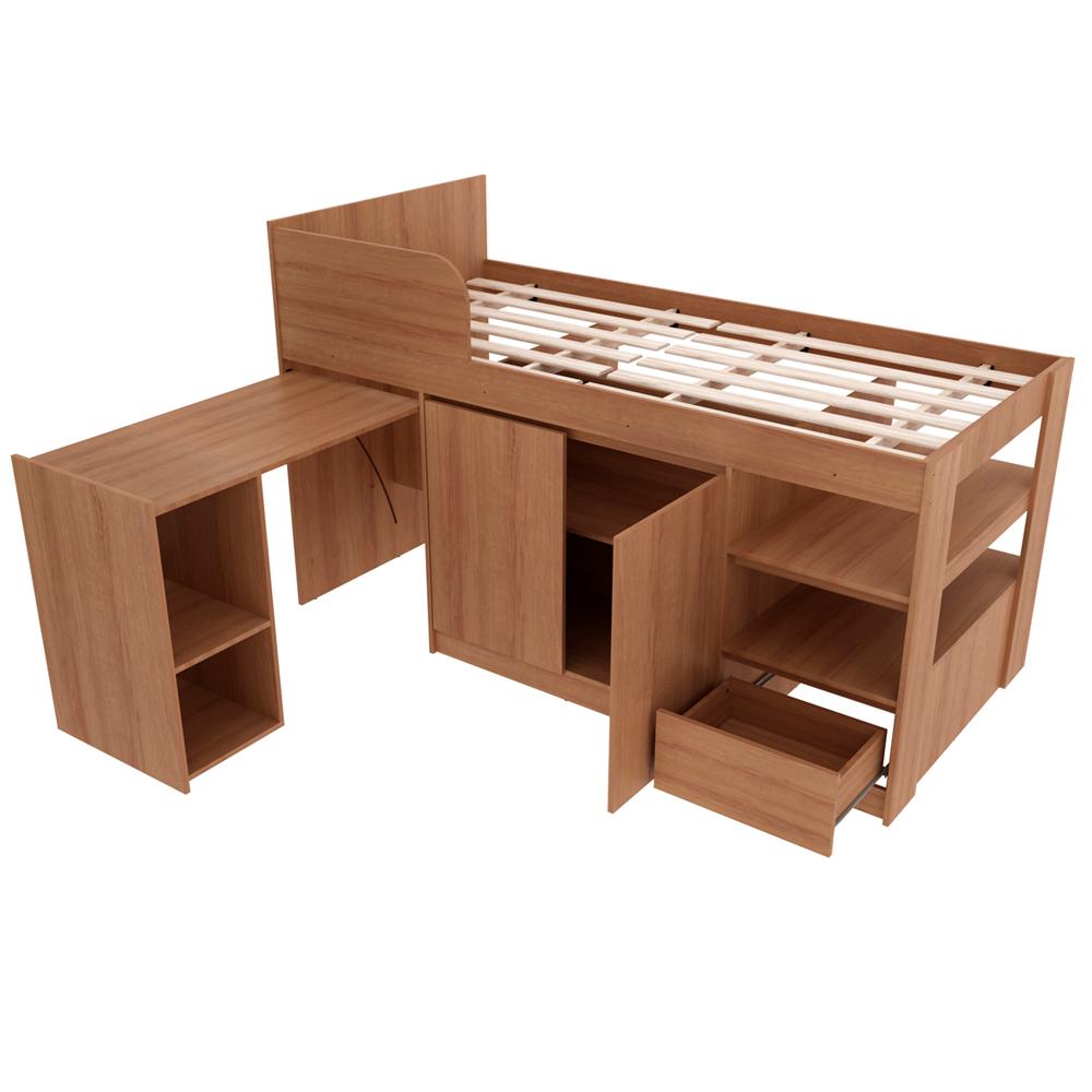 Cama Infantil Multifuncional Com Escrivaninha CM8021 Amendoa Tecno Mobili