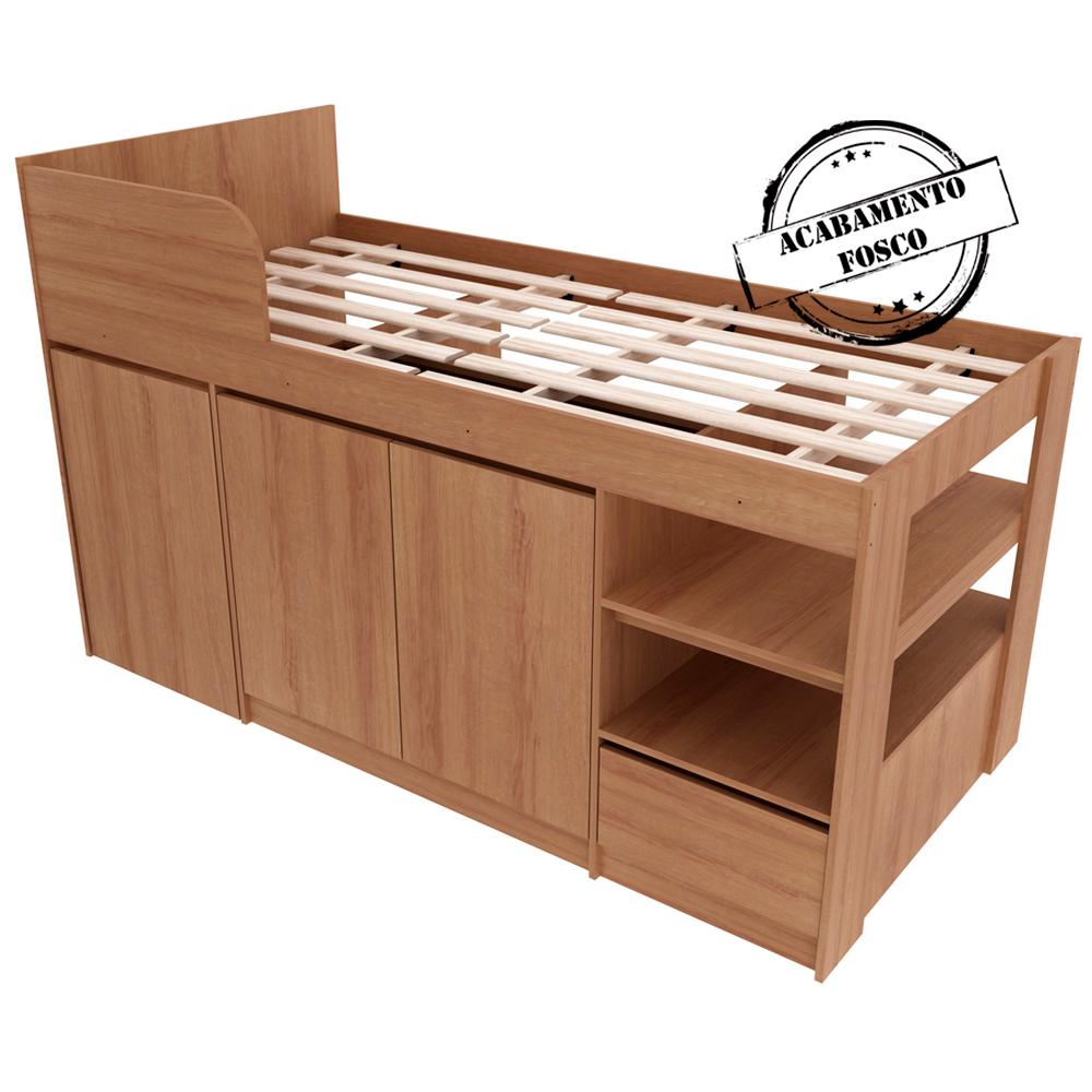 Cama Infantil Multifuncional Com Escrivaninha CM8021 Amendoa Tecno Mobili