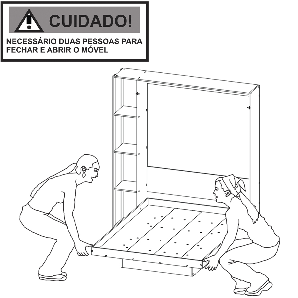Cama Retratil De Parede Casal CM8014 Branco Tecno Mobili
