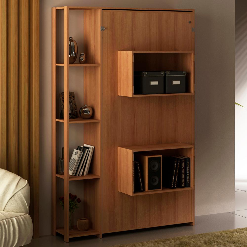 Cama Retratil De Parede Solteiro CM8013 Amendoa Tecno Mobili