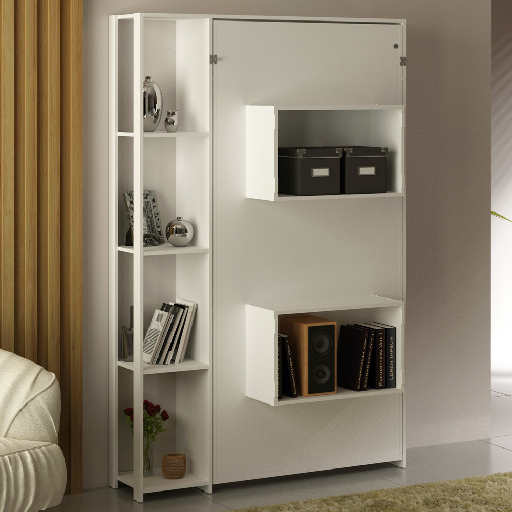 Cama Retratil De Parede Solteiro CM8013 Branco Tecno Mobili