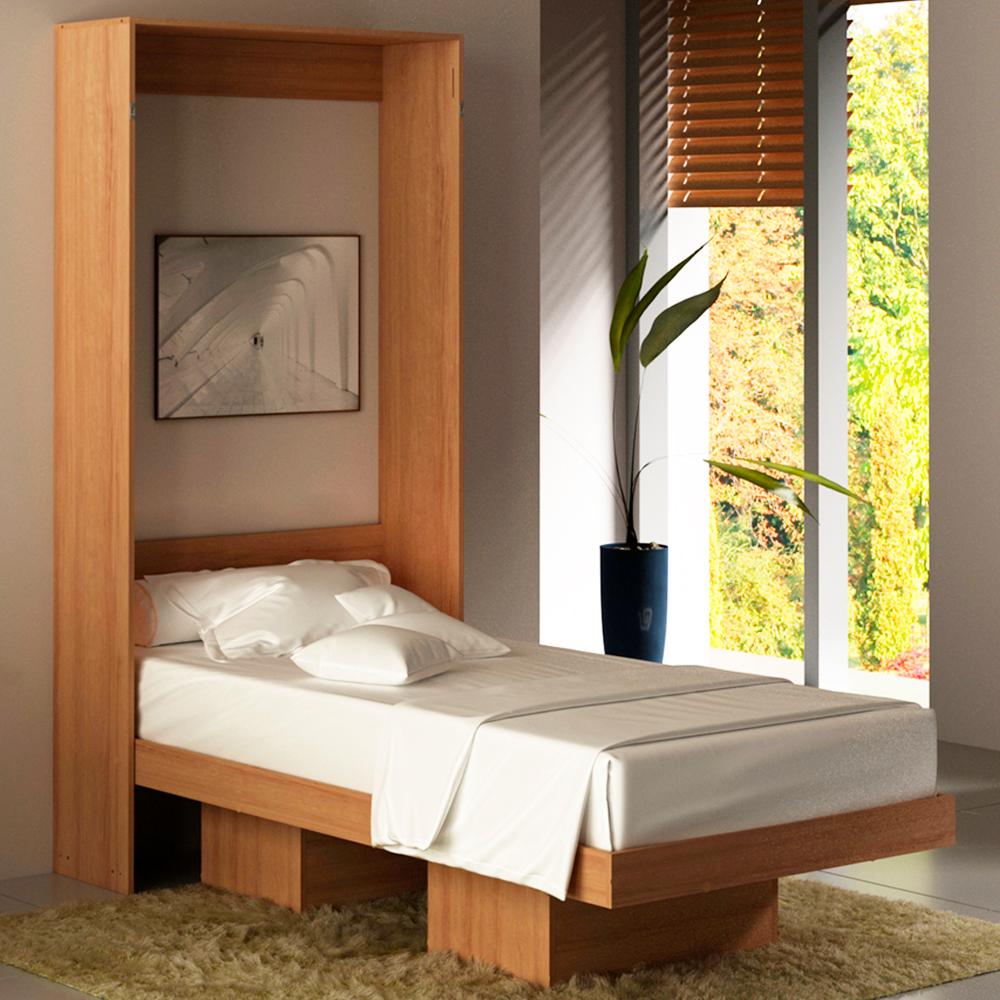 Cama Retratil De Parede Solteiro CM8015 Amendoa Tecno Mobili