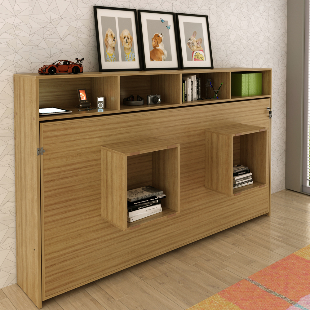 Cama Retratil Horizontal Solteiro CM8020 Amendoa Tecno Mobili