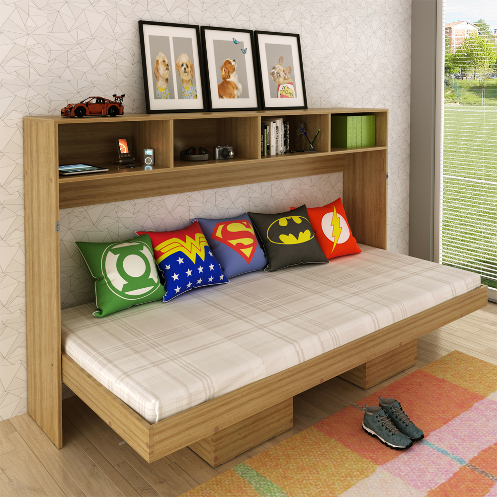 Cama Retratil Horizontal Solteiro CM8020 Amendoa Tecno Mobili