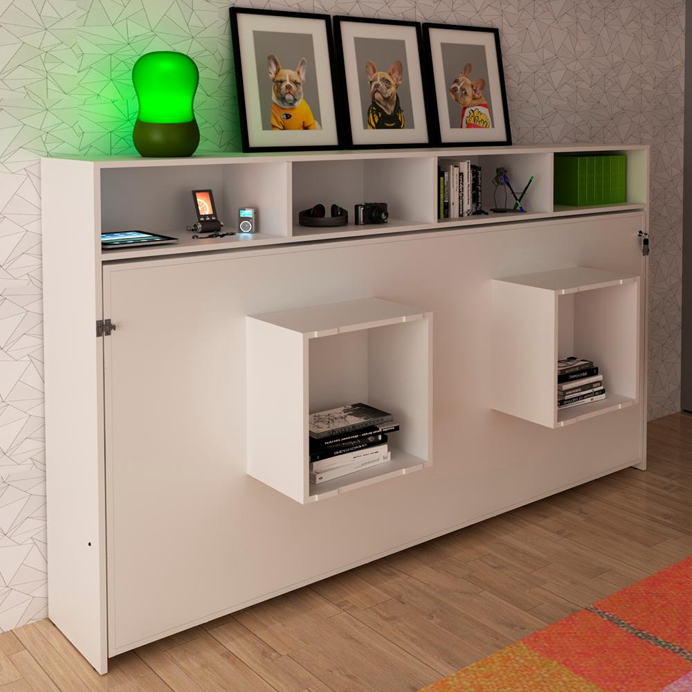 Cama Retratil Horizontal Solteiro CM8020 Branco Tecno Mobili