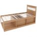 Cama Solteiro 2 Nichos 1 Bau CM8037 Amendoa Branco Tecno Mobili