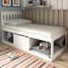 Cama Solteiro 2 Nichos 1 Bau CM8037 Branco Tecno Mobili