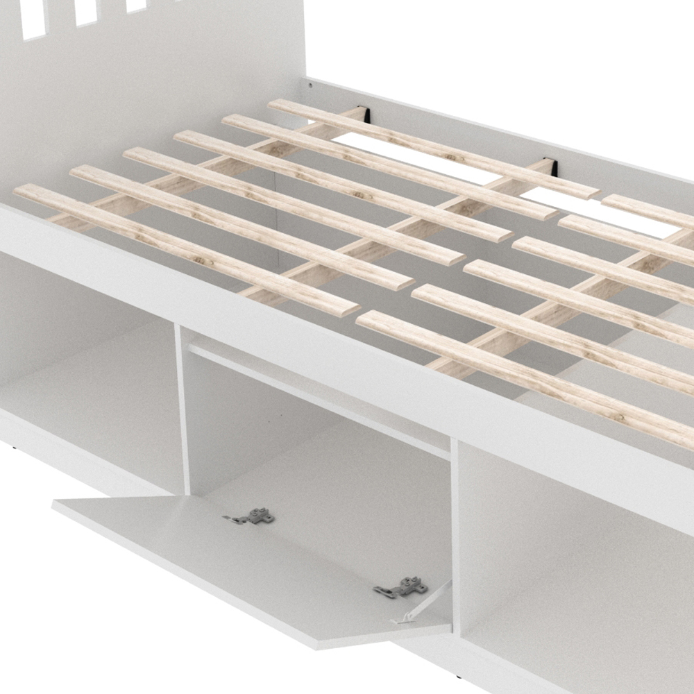 Cama Solteiro 2 Nichos 1 Bau CM8037 Branco Tecno Mobili