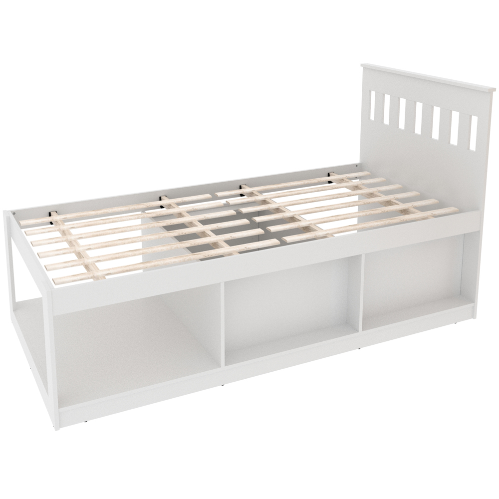 Cama Solteiro 2 Nichos 1 Bau CM8037 Branco Tecno Mobili