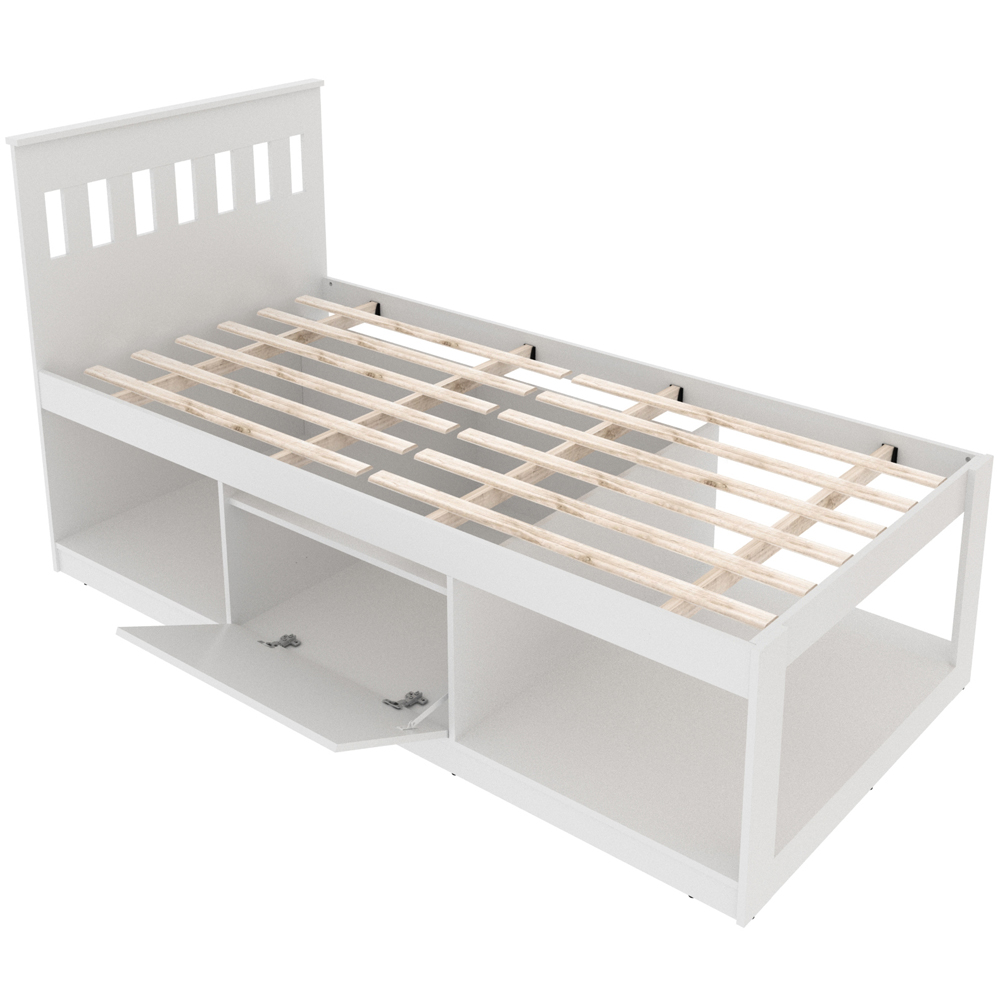 Cama Solteiro 2 Nichos 1 Bau CM8037 Branco Tecno Mobili