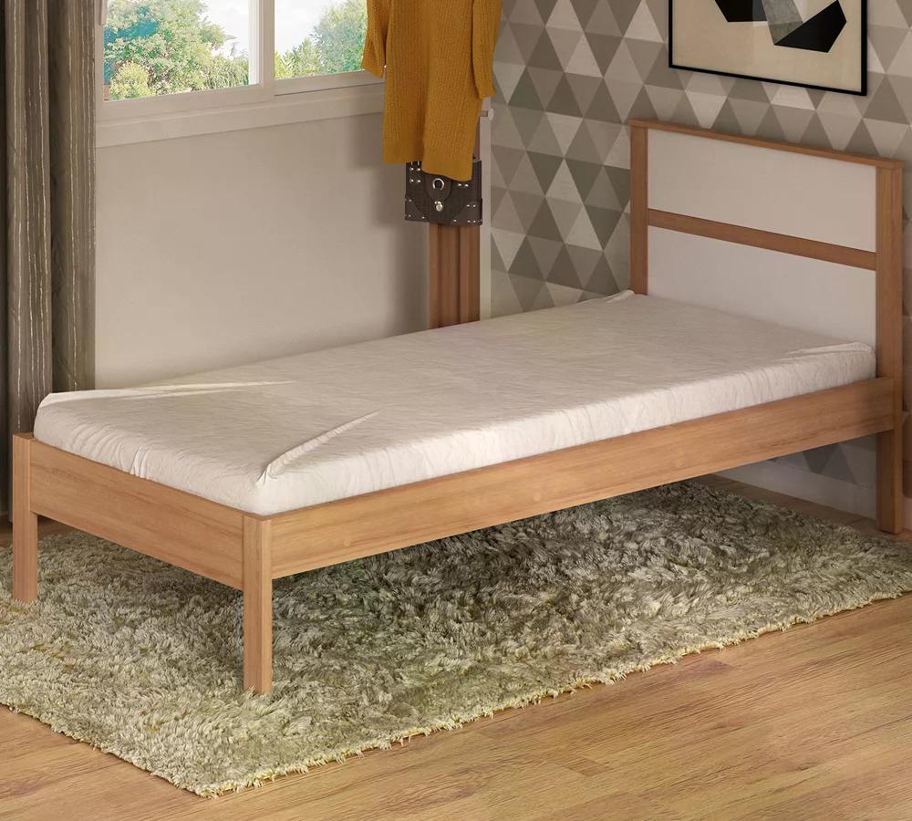 Cama Solteiro CM8004 Amendoa Branco Tecno Mobili