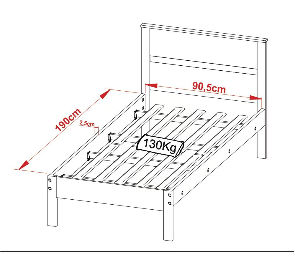 Cama Solteiro CM8004 Amendoa Branco Tecno Mobili