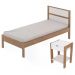 Cama Solteiro CM8004 E Mesa De Cabeceira AZ1016 QT2 Amendoa Branco Tecno Mobili