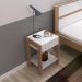 Cama Solteiro CM8004 E Mesa De Cabeceira AZ1016 QT2 Amendoa Branco Tecno Mobili
