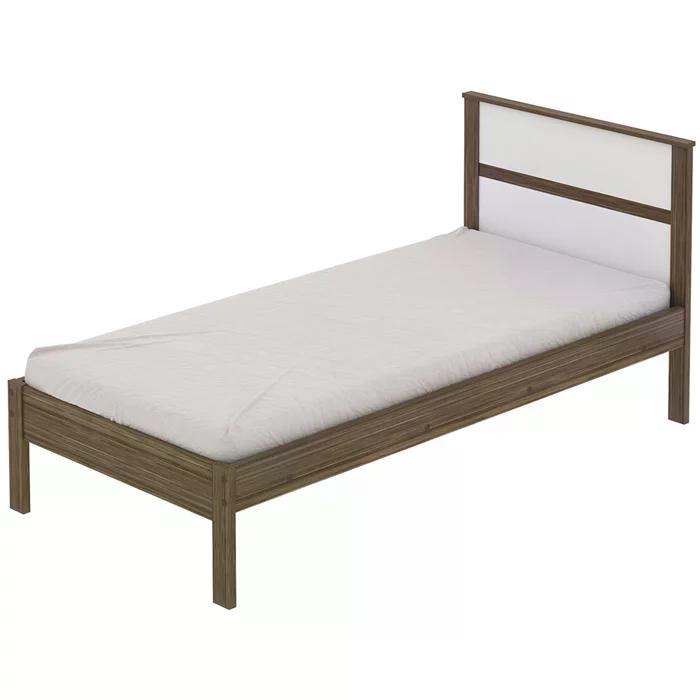 Cama Solteiro CM8004 E Mesa De Cabeceira AZ1016 QT2 Nogal Branco Tecno Mobili