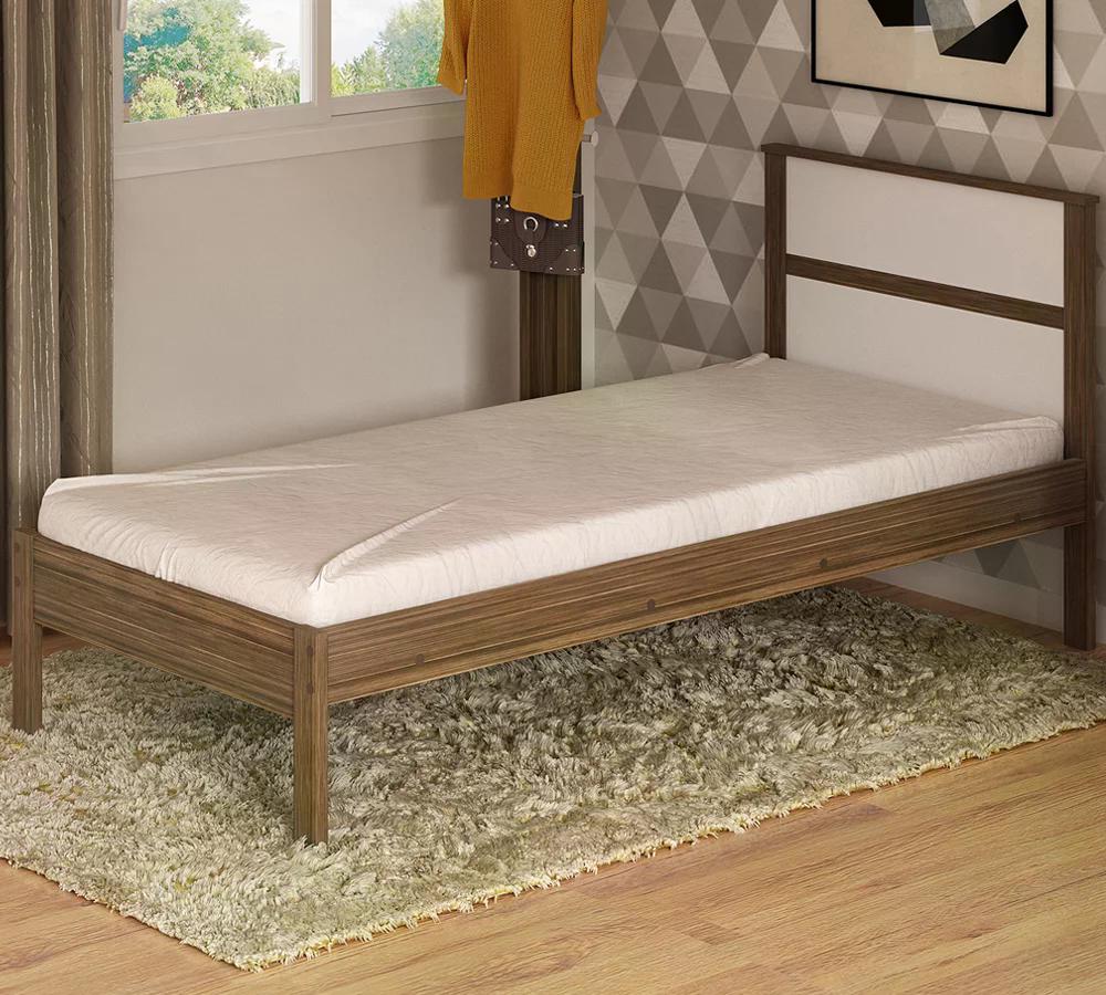 Cama Solteiro CM8004 Nogal Branco Tecno Mobili