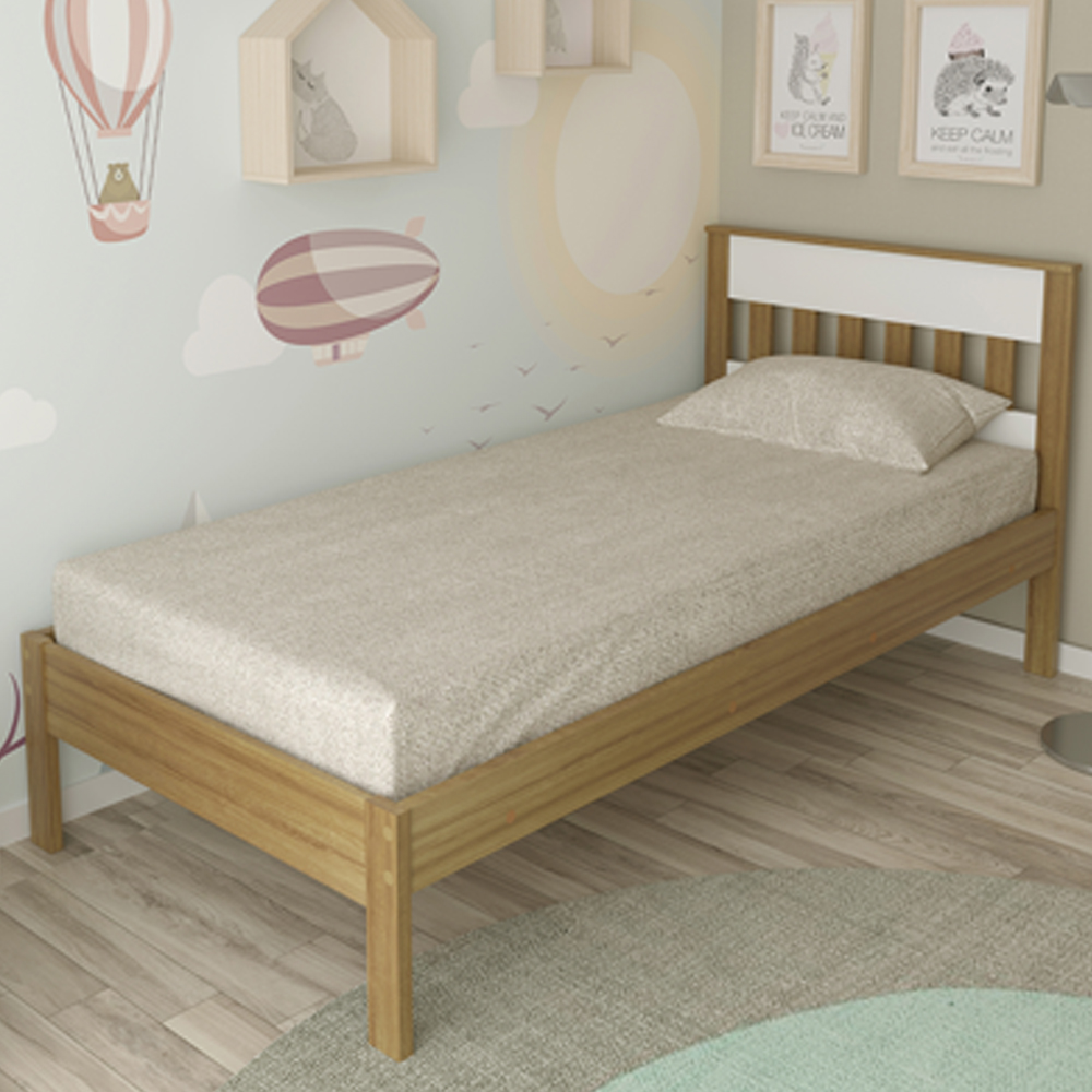 Cama Solteiro CM8006 Amendoa Branco Tecno Mobili