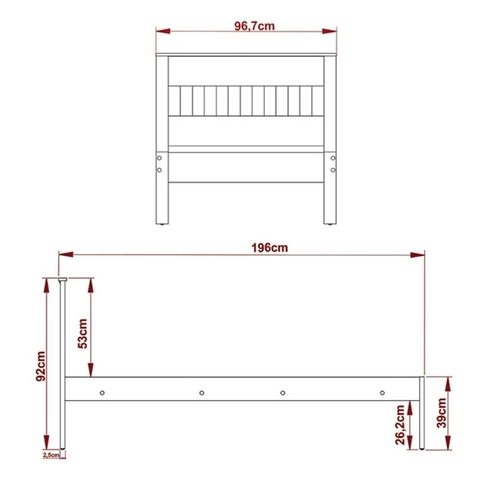 Cama Solteiro CM8006 Amendoa Branco Tecno Mobili