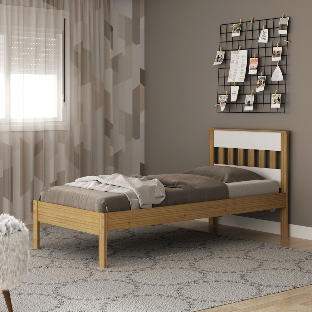 Cama Solteiro CM8006 Amendoa Branco Tecno Mobili