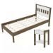 Cama Solteiro CM8006 E Mesa De Cabeceira AZ1016 QT5 Nogal Branco Tecno Mobili
