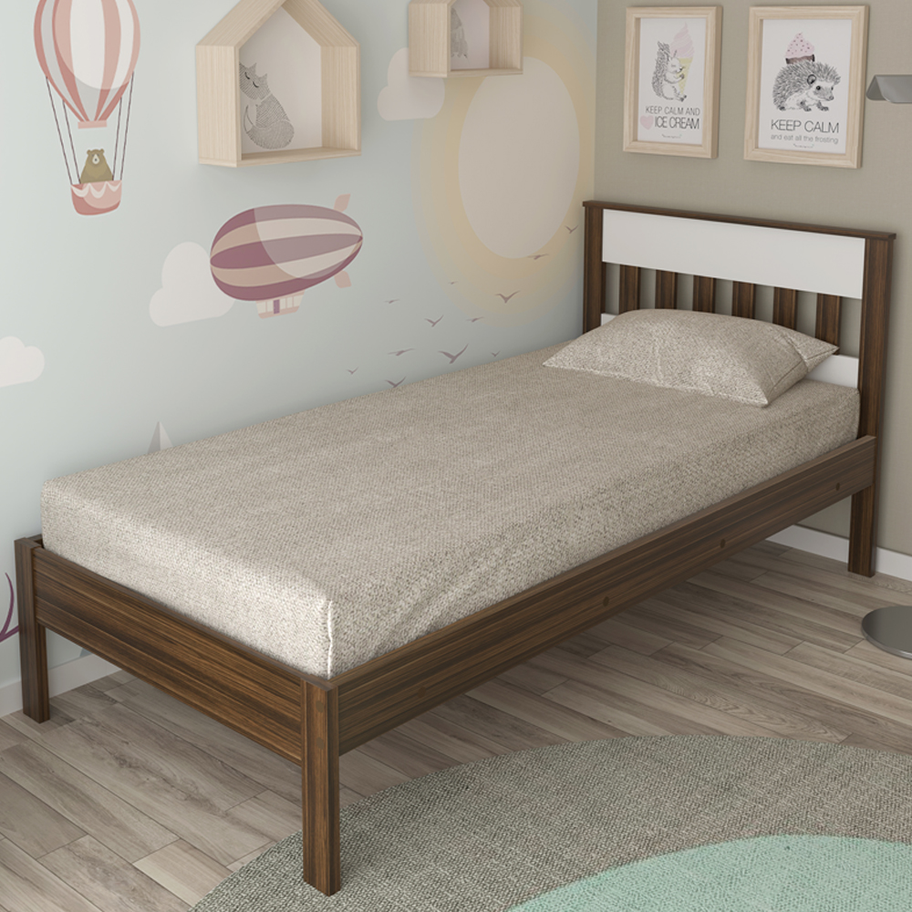 Cama Solteiro CM8006 Nogal Branco Tecno Mobili