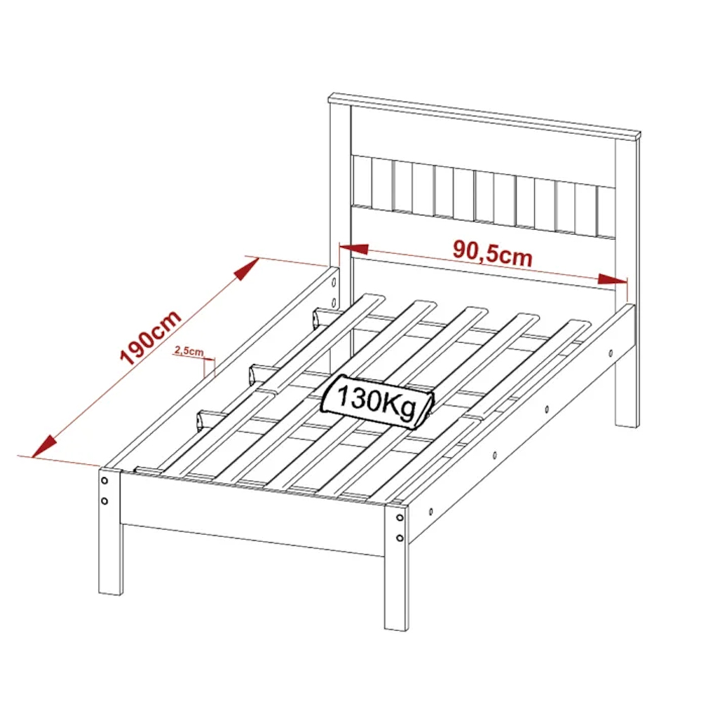 Cama Solteiro CM8006 Nogal Branco Tecno Mobili