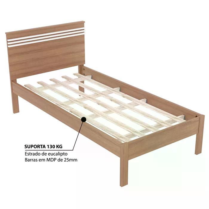 Cama Solteiro CM8010 Amendoa Branco Tecno Mobili