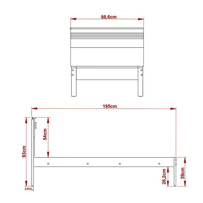 Cama Solteiro CM8010 Amendoa Branco Tecno Mobili