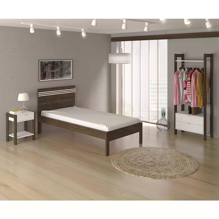 Cama Solteiro CM8010 Nogal Branco Tecno Mobili