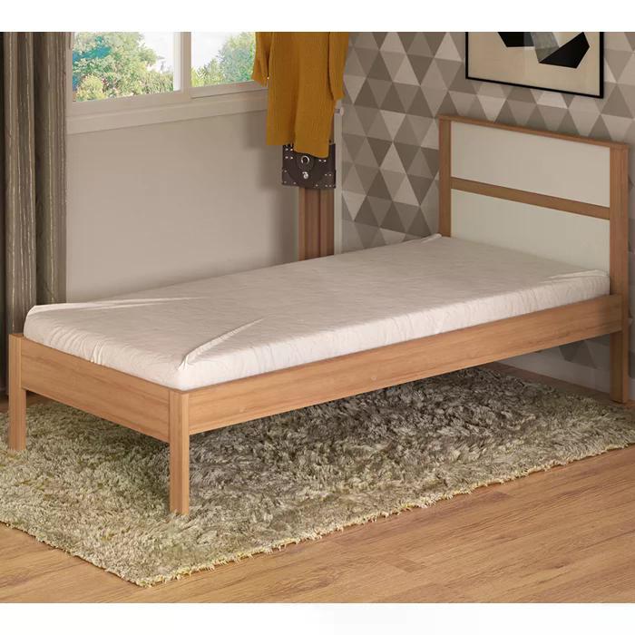Cama Solteiro Com Auxiliar CM8004 CM8008 QT7 Amendoa Branco Tecno Mobili