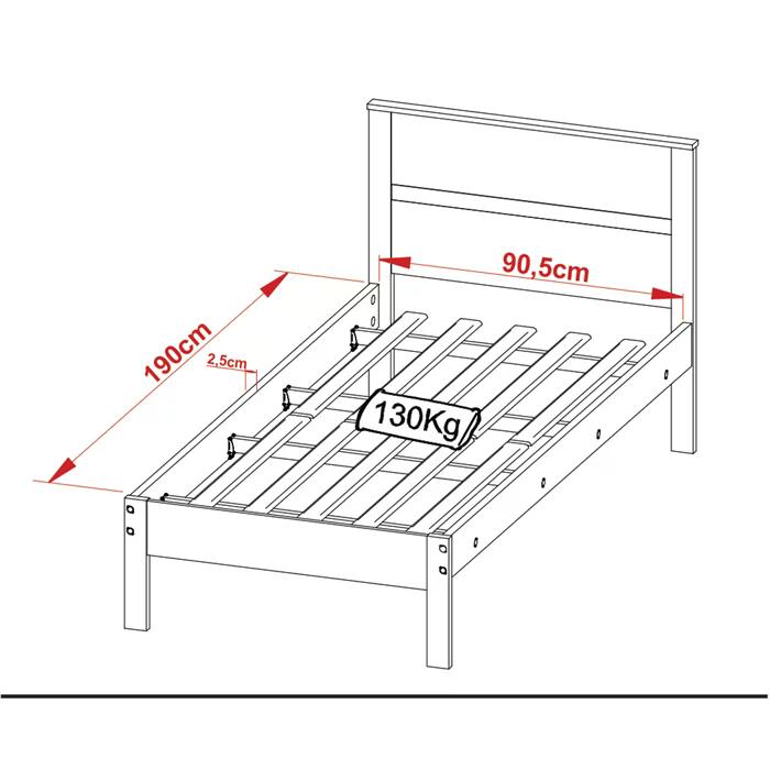 Cama Solteiro Com Auxiliar CM8004 CM8008 QT7 Amendoa Branco Tecno Mobili