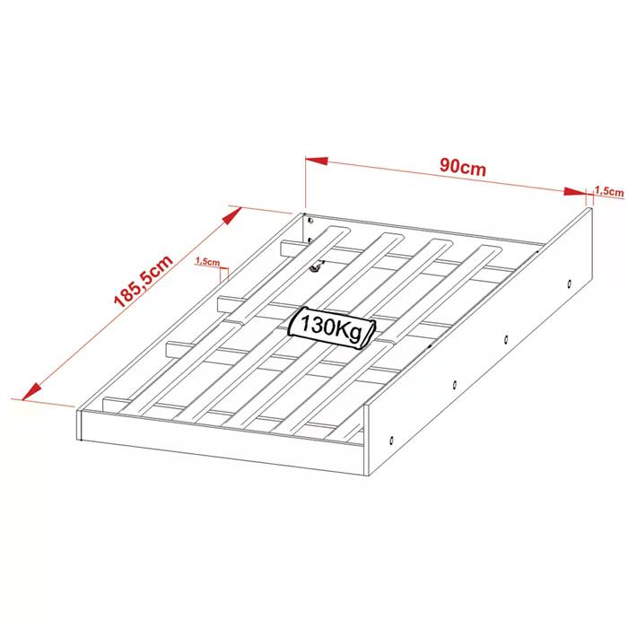 Cama Solteiro Com Auxiliar CM8004 CM8008 QT7 Amendoa Branco Tecno Mobili