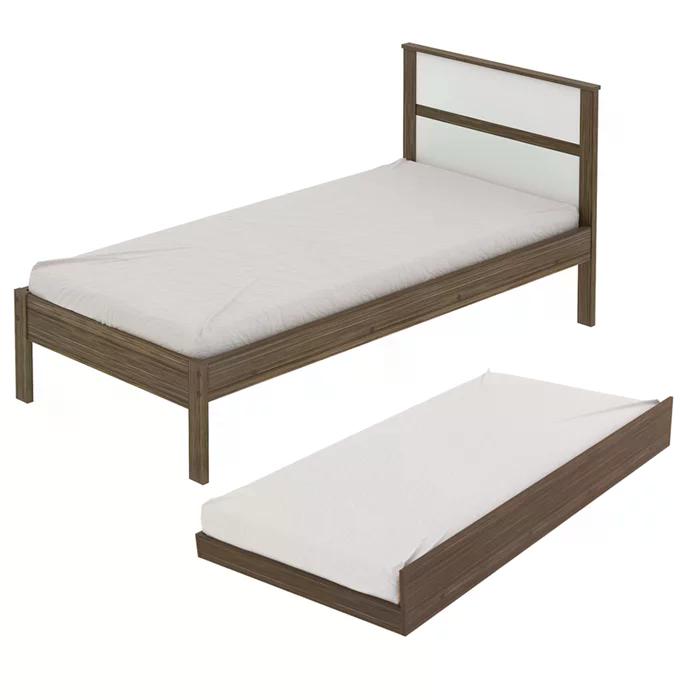 Cama Solteiro Com Auxiliar CM8004 CM8008 QT7 Nogal Branco Tecno Mobili