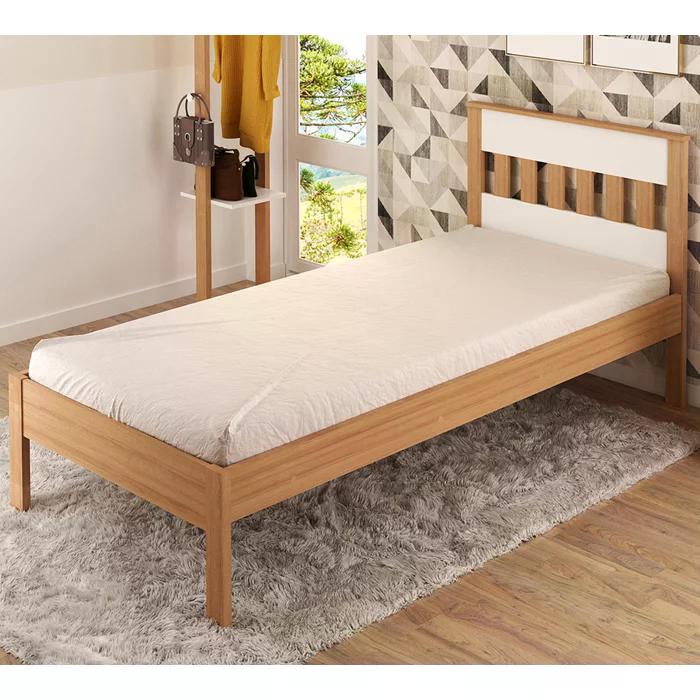 Cama Solteiro Com Auxiliar CM8006 CM8008 QT8 Amendoa Branco Tecno Mobili