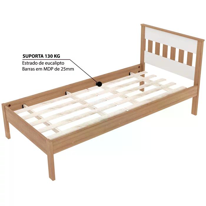 Cama Solteiro Com Auxiliar CM8006 CM8008 QT8 Amendoa Branco Tecno Mobili