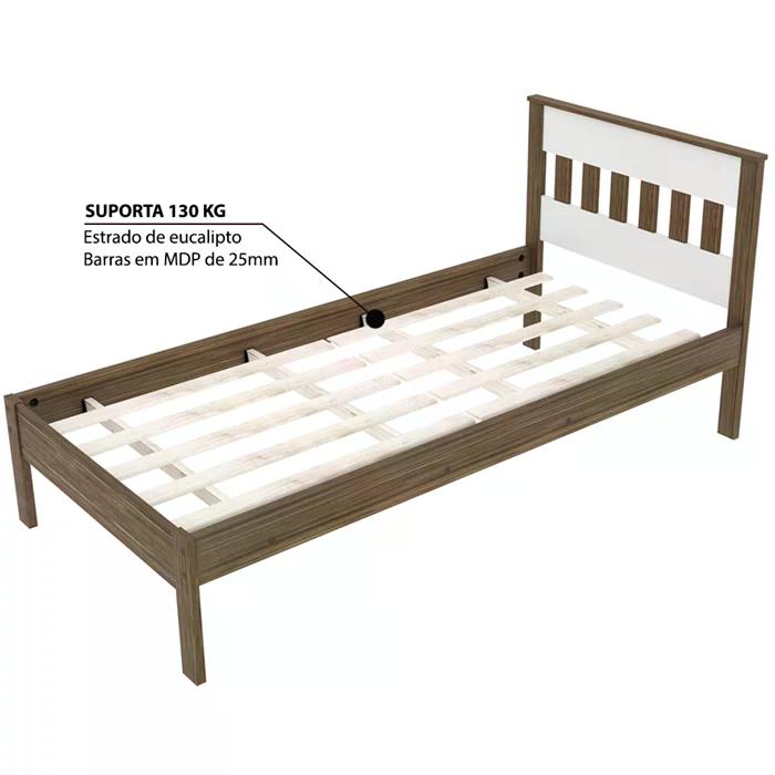 Cama Solteiro Com Auxiliar CM8006 CM8008 QT8 Nogal Branco Tecno Mobili