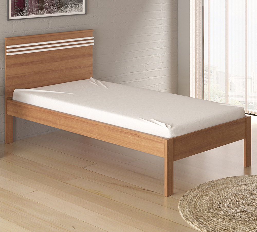 Cama Solteiro Com Auxiliar CM8010 CM8008 QT9 Amendoa Branco Tecno Mobili