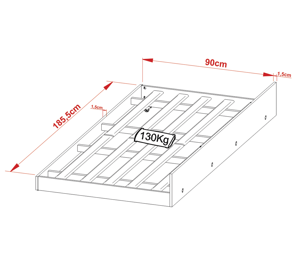 Cama Solteiro Com Auxiliar CM8010 CM8008 QT9 Amendoa Branco Tecno Mobili