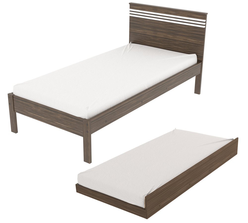 Cama Solteiro Com Auxiliar CM8010 CM8008 QT9 Nogal Branco Tecno Mobili
