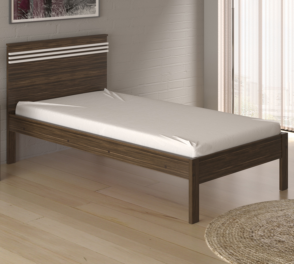 Cama Solteiro Com Auxiliar CM8010 CM8008 QT9 Nogal Branco Tecno Mobili