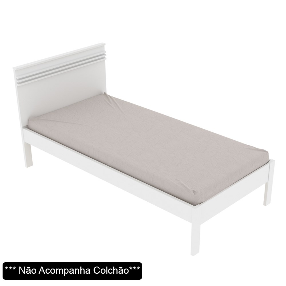 Cama de Solteiro Madeira CM8010 Branco - Tecno Mobili