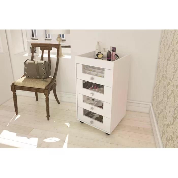 Carrinho Organizador De Maquiagem 4 Gavetas PE2009 Branco Tecno Mobili