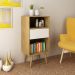 Conjunto 02 Estantes E 01 Mesa Lateral Para Sala Natural Off White Tecno Mobili