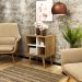 Conjunto 02 Estantes E 01 Mesa Lateral Para Sala Natural Off White Tecno Mobili