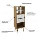 Conjunto 02 Estantes E 01 Mesa Lateral Para Sala Natural Off White Tecno Mobili