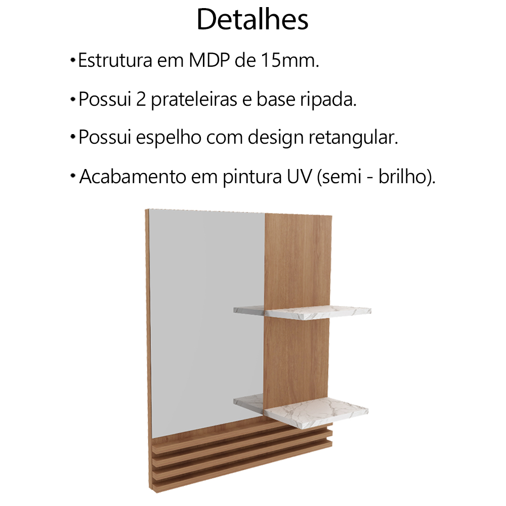 Conjunto 3 Peças Para Banheiro Amendoa Marmore Branco BN3630X13X14 Tecno Mobili